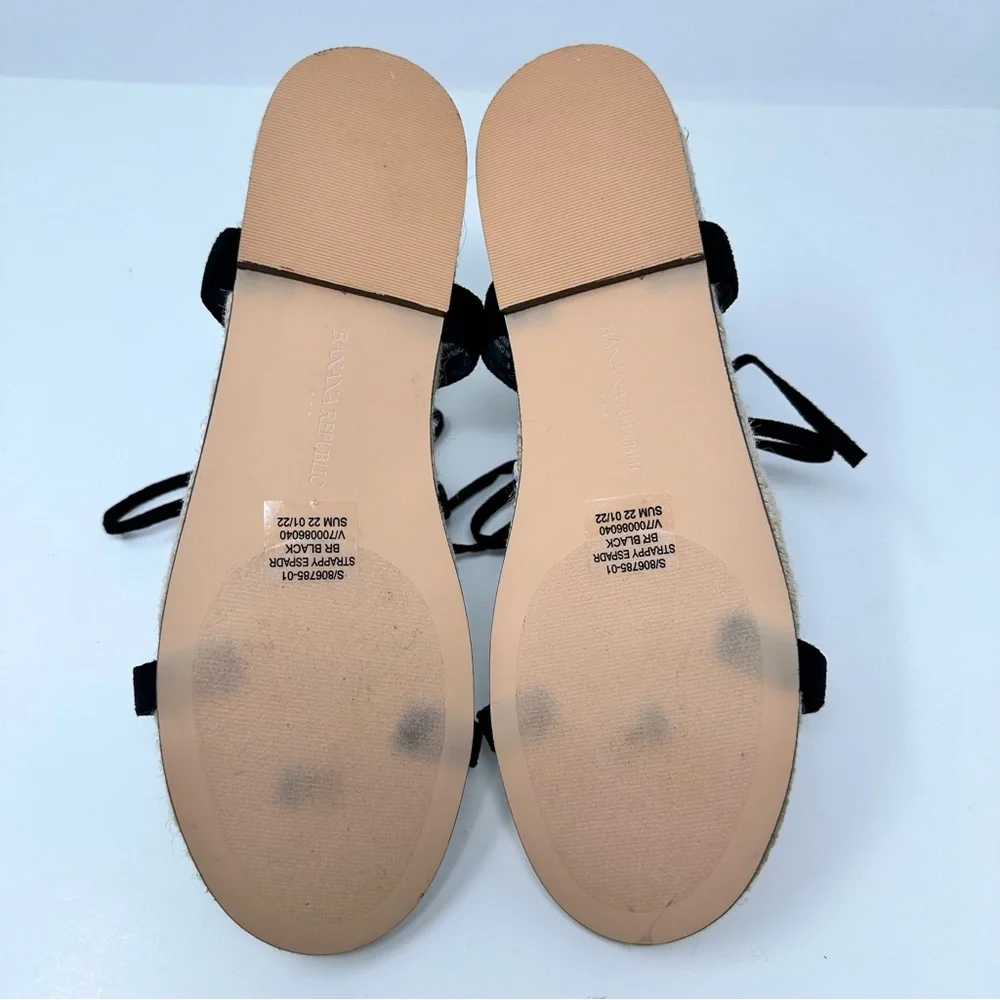 Banana Republic Leather Gladiator Strappy Espadrille Flat Sandal Black Size 8